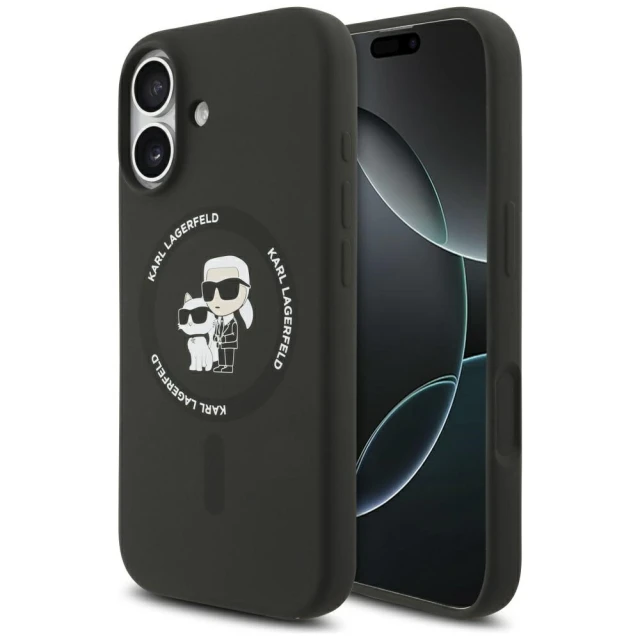 Чохол Karl Lagerfeld Silicone Karl & Choupette Ring для iPhone 17 Black with MagSafe (KLHMP17SSCMKCRHK)