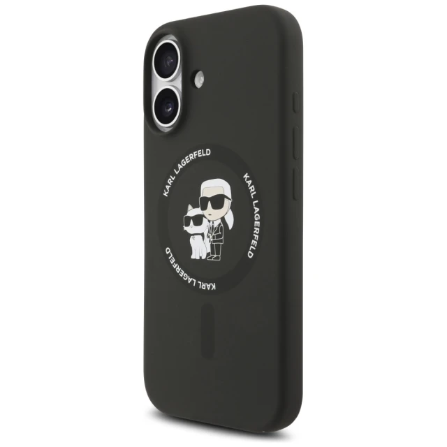 Чохол Karl Lagerfeld Silicone Karl & Choupette Ring для iPhone 17 Black with MagSafe (KLHMP17SSCMKCRHK)