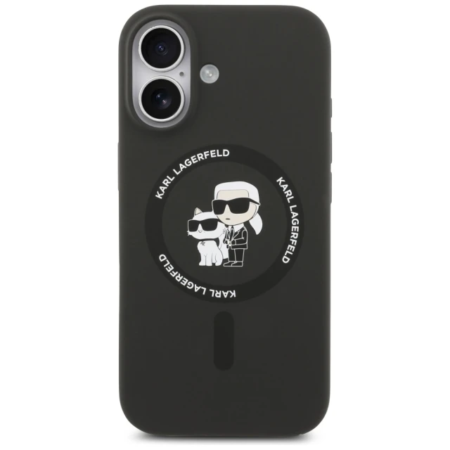 Чохол Karl Lagerfeld Silicone Karl & Choupette Ring для iPhone 17 Black with MagSafe (KLHMP17SSCMKCRHK)