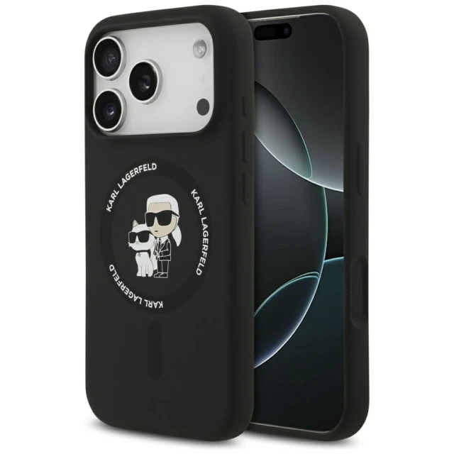 Чохол Karl Lagerfeld Silicone Karl&Choupette для iPhone 17 Pro Max Black with MagSafe (KLHMP17XSCMKCRHK)