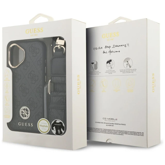 Чохол Guess 4G Strass Logo & Big Strap Metal Buttons для iPhone 17 Black with MagSafe (GUHMP17SP4G4DCSK)