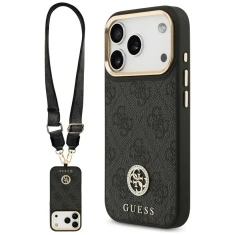 Чохол Guess 4G Strass Logo & Big Strap Metal Buttons для iPhone 17 Pro Black with MagSafe (GUHMP17LP4G4DCSK)