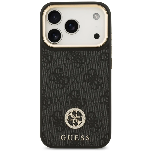 Чохол Guess 4G Strass Logo & Big Strap Metal Buttons для iPhone 17 Pro Black with MagSafe (GUHMP17LP4G4DCSK)