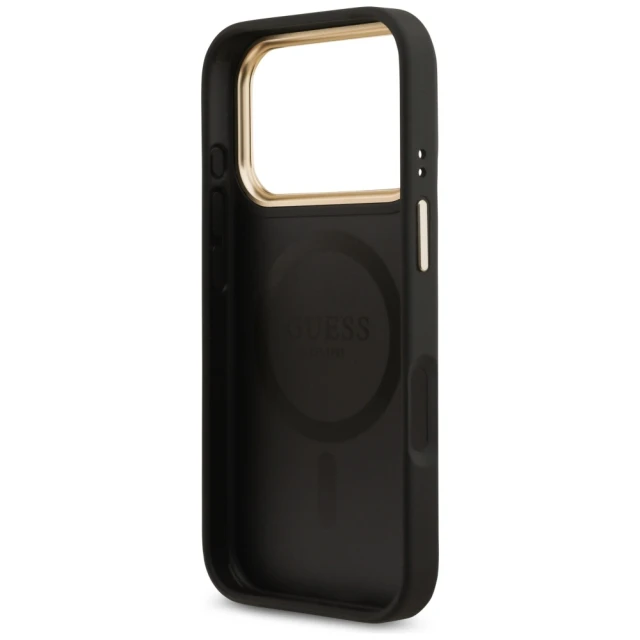 Чохол Guess 4G Strass Logo & Big Strap Metal Buttons для iPhone 17 Pro Black with MagSafe (GUHMP17LP4G4DCSK)