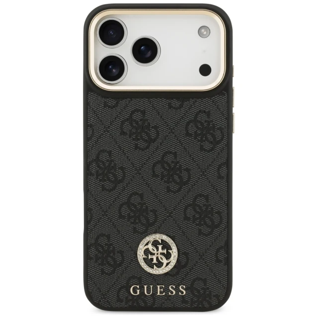 Чохол Guess 4G Strass Logo & Big Strap Metal Buttons для iPhone 17 Pro Max Black with MagSafe (GUHMP17XP4G4DCSK)