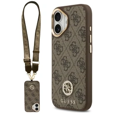 Чохол Guess 4G Strass Logo & Big Strap Metal Buttons для iPhone 17 Brown with MagSafe (GUHMP17SP4G4DCSW)