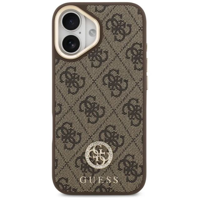 Чохол Guess 4G Strass Logo & Big Strap Metal Buttons для iPhone 17 Brown with MagSafe (GUHMP17SP4G4DCSW)