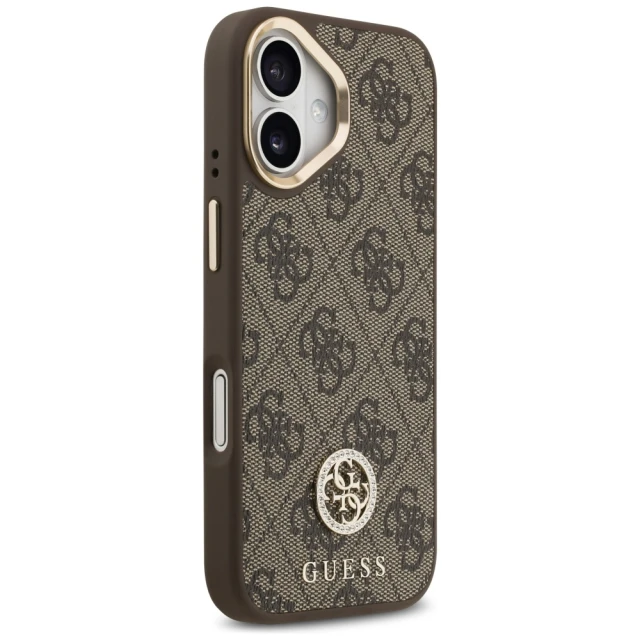 Чохол Guess 4G Strass Logo & Big Strap Metal Buttons для iPhone 17 Brown with MagSafe (GUHMP17SP4G4DCSW)