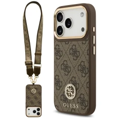 Чохол Guess 4G Strass Logo & Big Strap Metal Buttons для iPhone 17 Pro Brown with MagSafe (GUHMP17LP4G4DCSW)