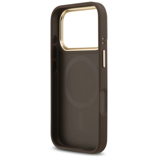 Чохол Guess 4G Strass Logo & Big Strap Metal Buttons для iPhone 17 Pro Brown with MagSafe (GUHMP17LP4G4DCSW)