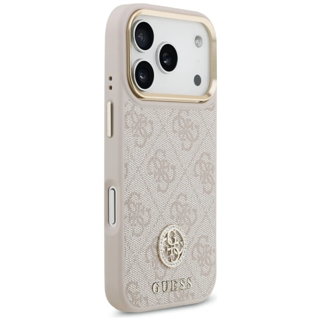 Чохол Guess 4G Strass Logo & Big Strap Metal Buttons для iPhone 17 Pro Pink with MagSafe (GUHMP17LP4G4DCSP)