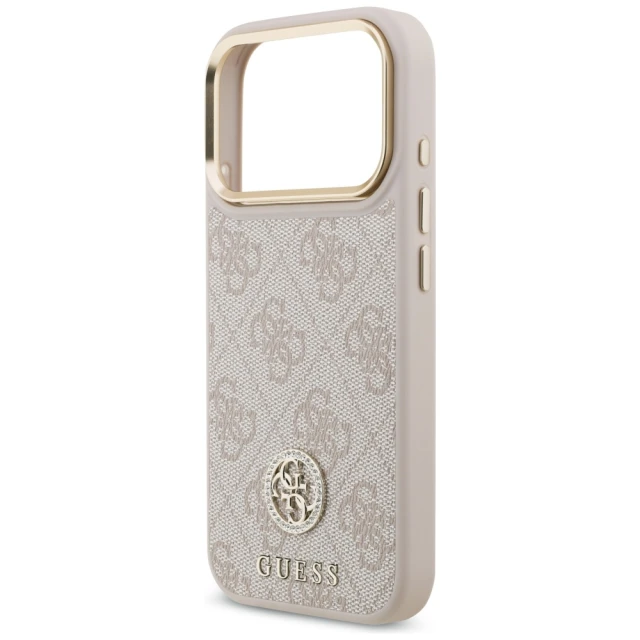 Чохол Guess 4G Strass Logo & Big Strap Metal Buttons для iPhone 17 Pro Pink with MagSafe (GUHMP17LP4G4DCSP)