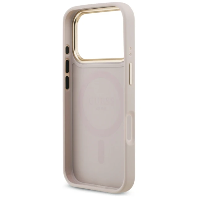 Чохол Guess 4G Strass Logo & Big Strap Metal Buttons для iPhone 17 Pro Pink with MagSafe (GUHMP17LP4G4DCSP)