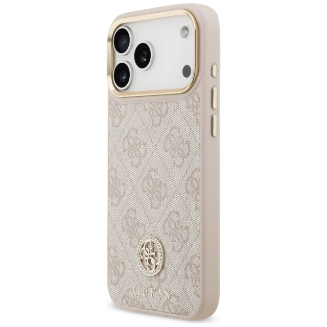 Чохол Guess 4G Strass Logo & Big Strap Metal Buttons для iPhone 17 Pro Max Pink with MagSafe (GUHMP17XP4G4DCSP)