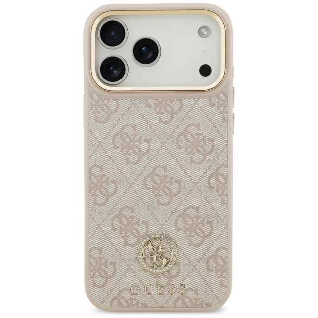 Чохол Guess 4G Strass Logo & Big Strap Metal Buttons для iPhone 17 Pro Max Pink with MagSafe (GUHMP17XP4G4DCSP)