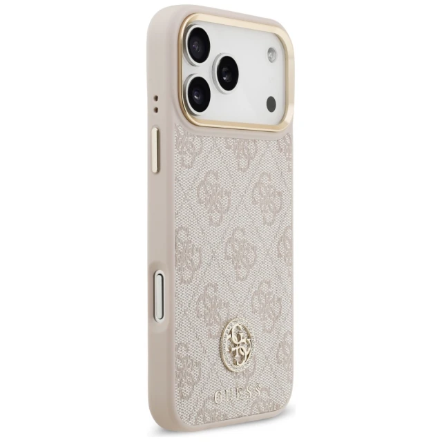 Чохол Guess 4G Strass Logo & Big Strap Metal Buttons для iPhone 17 Pro Max Pink with MagSafe (GUHMP17XP4G4DCSP)