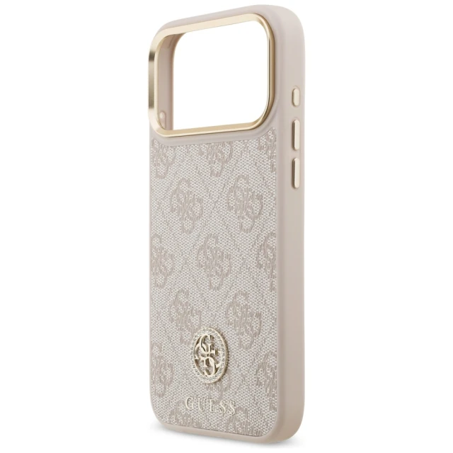 Чохол Guess 4G Strass Logo & Big Strap Metal Buttons для iPhone 17 Pro Max Pink with MagSafe (GUHMP17XP4G4DCSP)