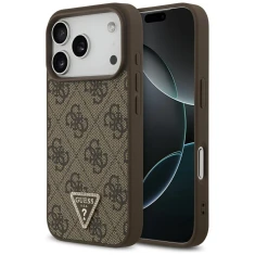 Чохол Guess Leather 4G Triangle Strass для iPhone 17 Pro Brown with MagSafe (GUHMP17LP4TDPLW)