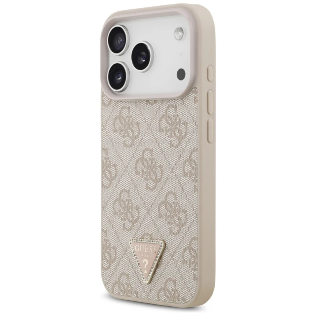 Чохол Guess Leather 4G Triangle Strass для iPhone 17 Pro Pink with MagSafe (GUHMP17LP4TDPLP)