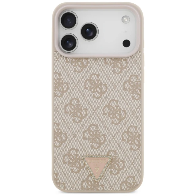 Чохол Guess Leather 4G Triangle Strass для iPhone 17 Pro Max Pink with MagSafe (GUHMP17XP4TDPLP)