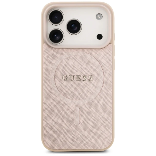 Чохол Guess Saffiano Classic Logo для iPhone 17 Pro Pink with MagSafe (GUHMP17LPSAHMCP)