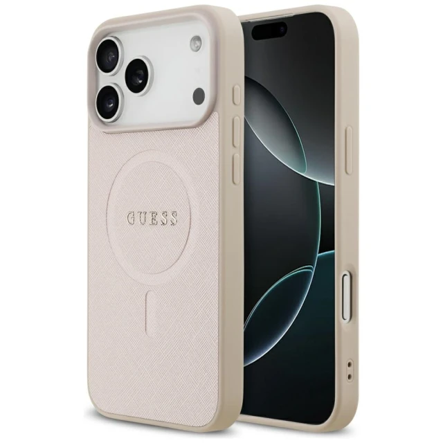 Чохол Guess Saffiano Classic Logo для iPhone 17 Pro Max Pink with MagSafe (GUHMP17XPSAHMCP)