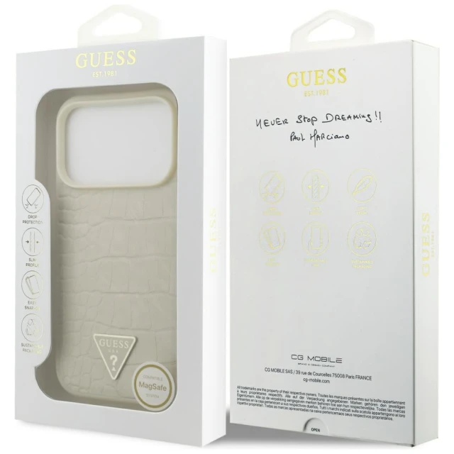 Чохол Guess Croco Triangle Logo для iPhone 17 Pro Gold with MagSafe (GUHMP17LPCRTHCD)