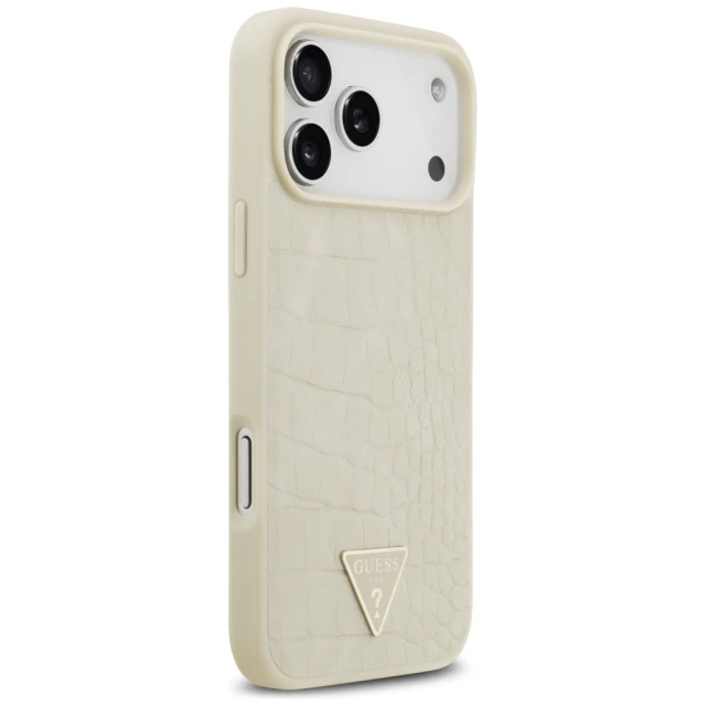 Чохол Guess Croco Triangle Logo для iPhone 17 Pro Max Gold with MagSafe (GUHMP17XPCRTHCD)