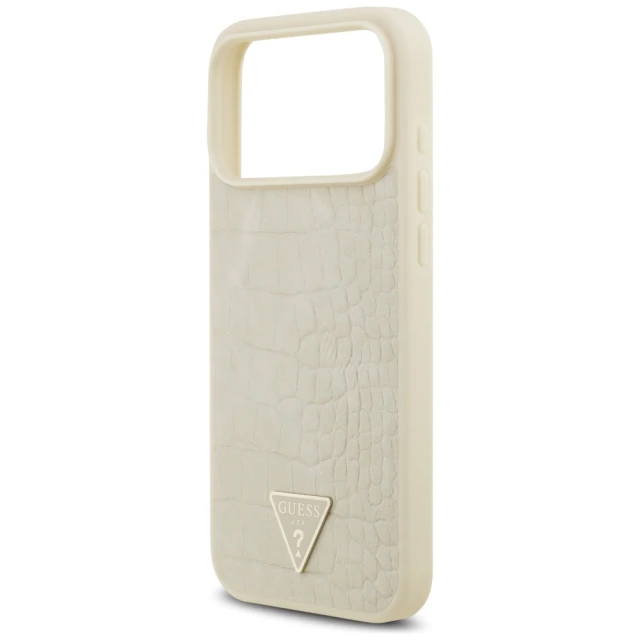 Чохол Guess Croco Triangle Logo для iPhone 17 Pro Max Gold with MagSafe (GUHMP17XPCRTHCD)