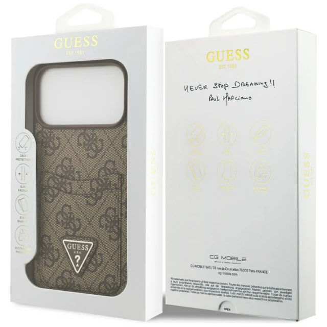 Чохол Guess 4G Double Card Triangle для iPhone 17 Pro Max Brown (GUHCP17XP4TPW)