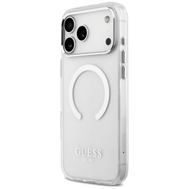 Чохол Guess Metal Outline для iPhone 17 Pro Max Silver with MagSafe (GUHMP17XHTRMS)