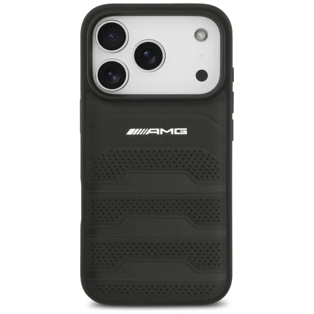 Чехол AMG Leather Debossed Lines Logo для iPhone 17 Pro Black (AMHCP17LGSEBK)