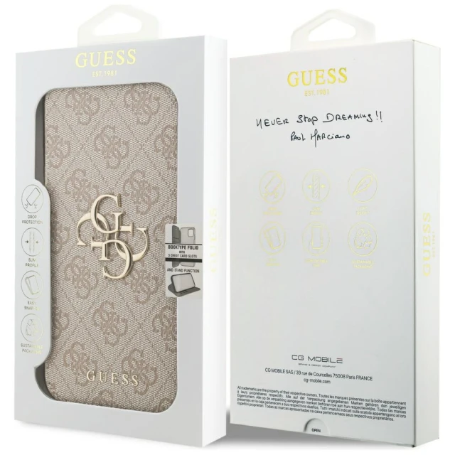 Чохол-книжка Guess Book 4G Metal Logo для iPhone 17 Pro Max Pink (GUBKP17X4GMGPI)