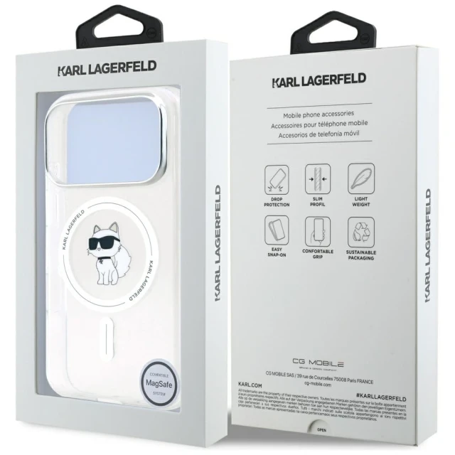 Чехол Karl Lagerfeld IML Choupette для iPhone 17 Pro Transparent with MagSafe (KLHMP17LHFCCNOT)