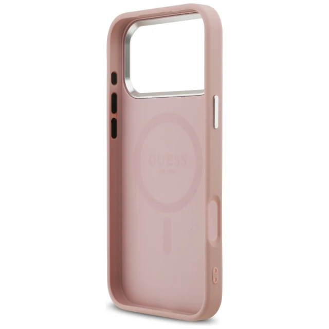 Чохол Guess Glitter Triangle Logo для iPhone 17 Pro Max Pink with MagSafe (GUHMP17XPFGTSCMP)