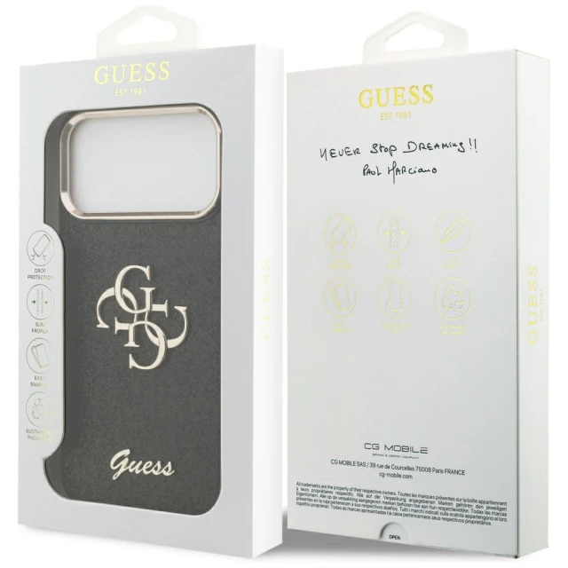 Чохол Guess Fixed Glitter Big 4G Metal Frame для iPhone 17 Pro Max Black (GUHCP17XHG4SGCK)
