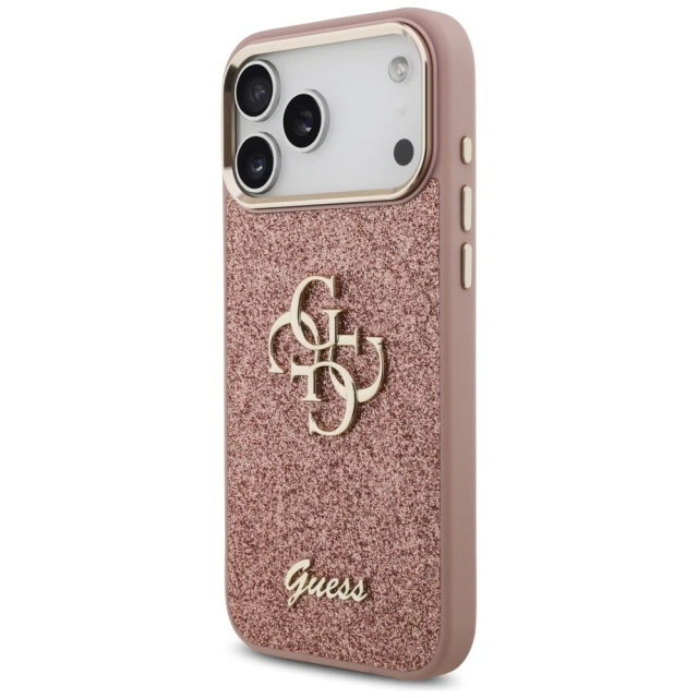 Чохол Guess Fixed Glitter Big 4G Metal Frame для iPhone 17 Pro Max Pink (GUHCP17XHG4SGCP)