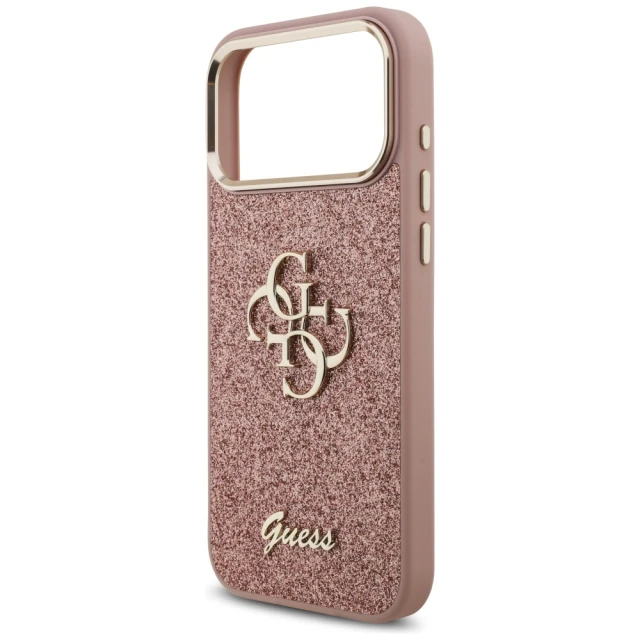 Чохол Guess Fixed Glitter Big 4G Metal Frame для iPhone 17 Pro Max Pink (GUHCP17XHG4SGCP)