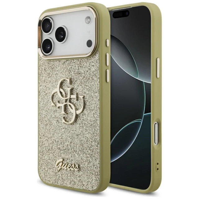 Чохол Guess Fixed Glitter Big 4G Metal Frame для iPhone 17 Pro Max Gold (GUHCP17XHG4SGCD)