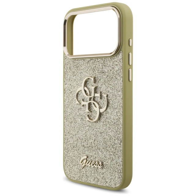 Чохол Guess Fixed Glitter Big 4G Metal Frame для iPhone 17 Pro Max Gold (GUHCP17XHG4SGCD)