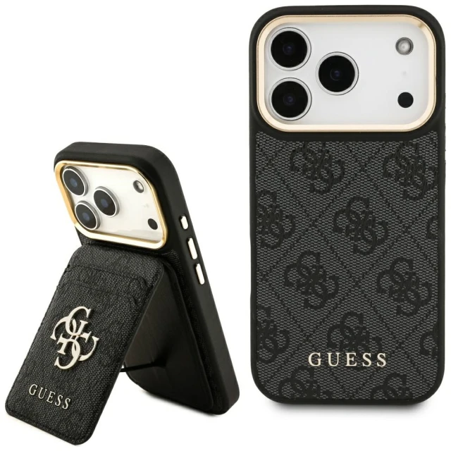 Чохол та магнітний гаманець Guess 4G для iPhone 17 Pro Black with MagSafe (GUBPHCP17LP4SM4MCK)