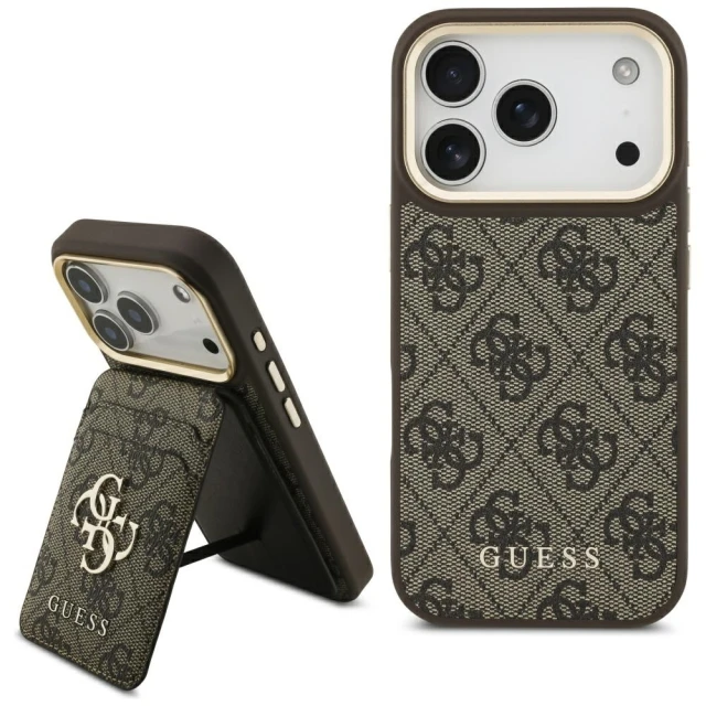 Чохол та магнітний гаманець Guess 4G для iPhone 17 Pro Brown with MagSafe (GUBPHCP17LP4SM4MCW)