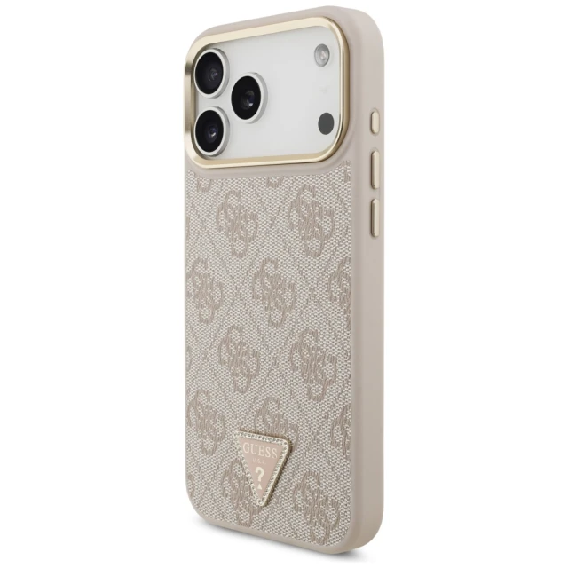 Чохол Guess 4G Triangle Logo & Big Strap Metal Buttons для iPhone 17 Pro Max Pink with MagSafe (GUHMP17XP4G4TCSP)