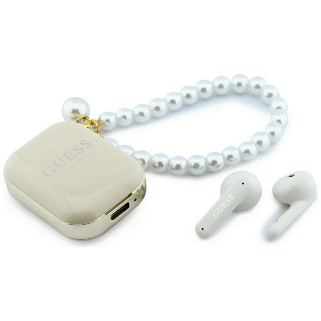 Наушники TWS Guess Pearl Strap Beige (GUTWSLD2HSPEE)