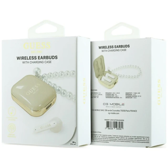 Наушники TWS Guess Pearl Strap Beige (GUTWSLD2HSPEE)