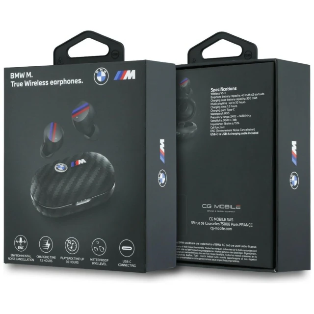 Навушники TWS BMW Carbon Metal Logo Black (BMTWST18CPUCK)