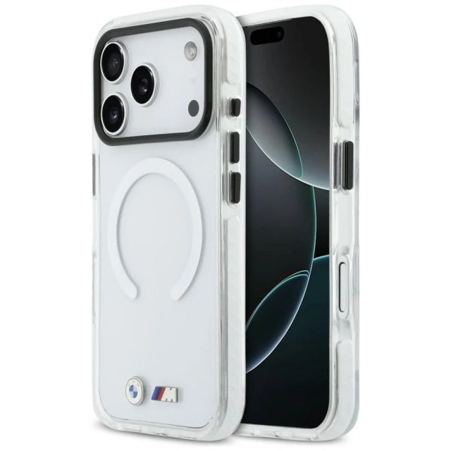 Чохол BMW M IML Shockproof Metal Logos для iPhone 17 Pro Transparent with MagSafe (BMHMP17L25HSMLKT)
