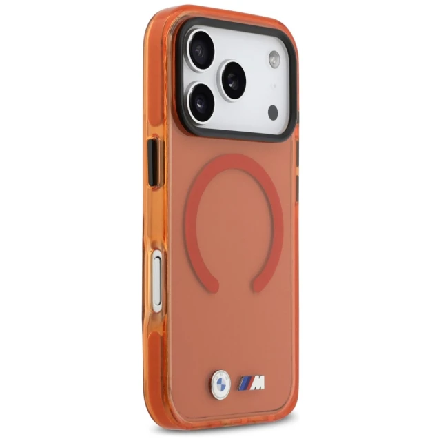 Чохол BMW M IML Shockproof Metal Logos для iPhone 17 Pro Orange with MagSafe (BMHMP17L25HSMLKO)
