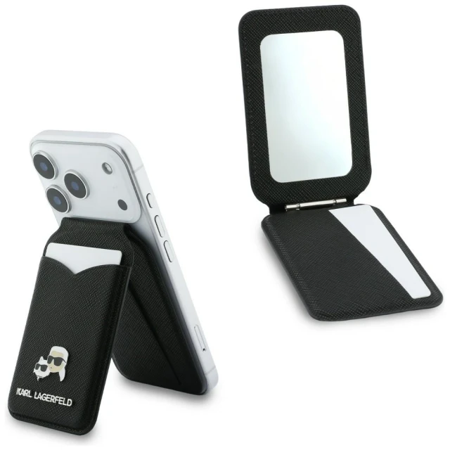 Гаманець з дзеркалом Karl Lagerfeld Stand Mirror MagSafe Black with MagSafe (KLWMSMPGKCHPK)