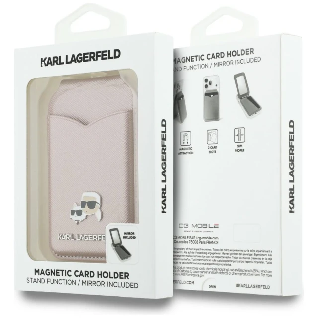 Гаманець з дзеркалом Karl Lagerfeld Stand Mirror MagSafe Pink with MagSafe (KLWMSMPGKCHPP)